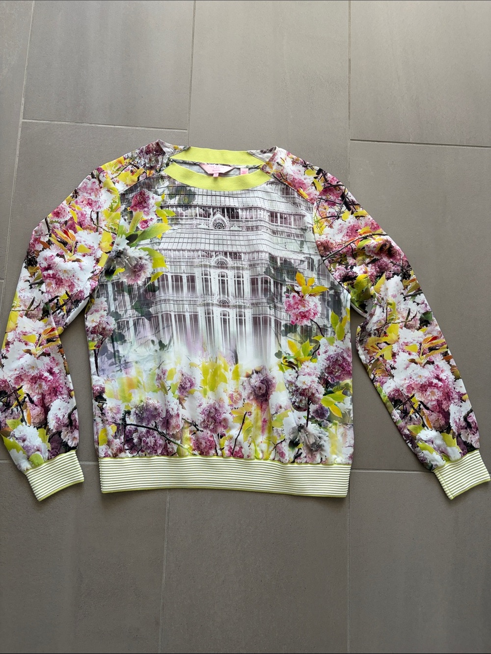Ted Baker Floral Crewneck Sweater in Pink and Yellow